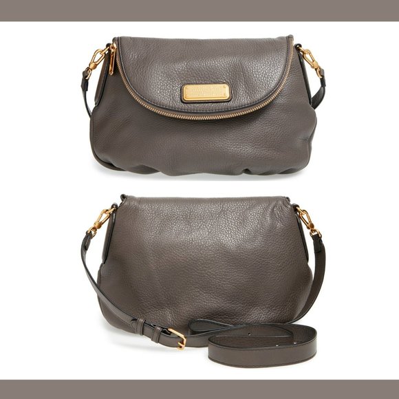 MARC JACOBS Q Natasha Pebbled Leather Gray Crossbody Bag Gold Hardware EUC - Picture 12 of 15